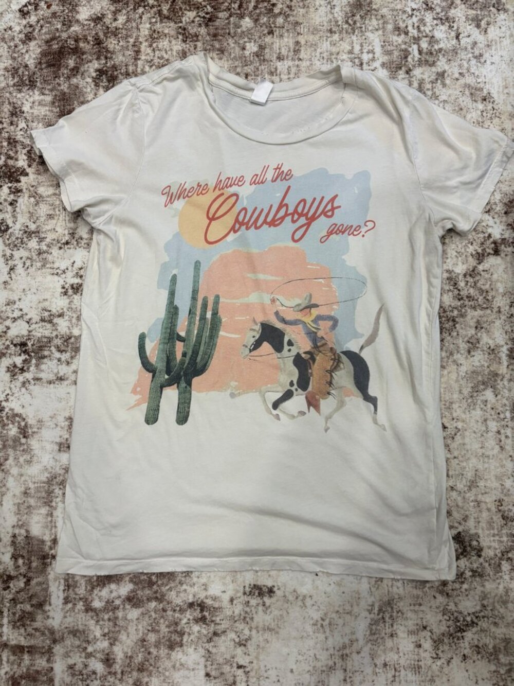 "Where Have All The Cowboys Gone?" Western Desert Graphic T-Shirt – Ivory